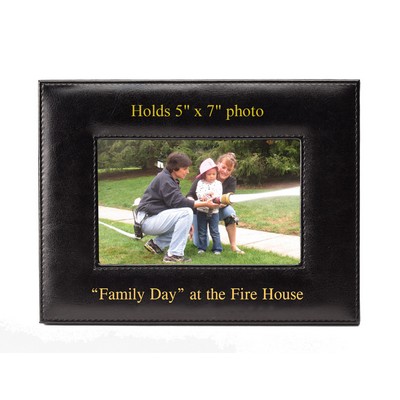 Black Horizontal Leatherette Picture Frame (9 ½" x 7 ½)