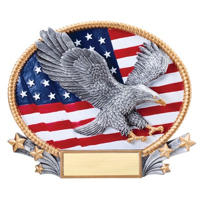Painted Resin American Eagle Flag Trophy (8 ¼" x 7")