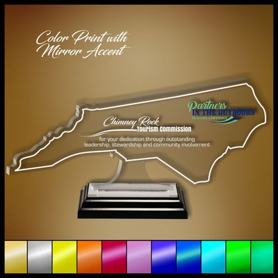 10" North Carolina Clear Acrylic Award with Color Print and Mirror Accent