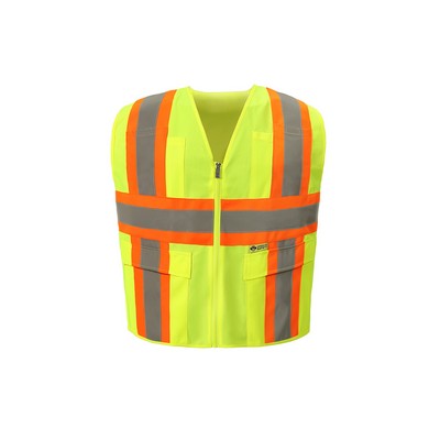 High Visibility Contrast Vest, Class 2, Lime, Zipper Closure