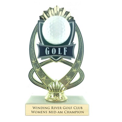 7 ¼" Full Color Modeled Golf Trophy w/Marble Base