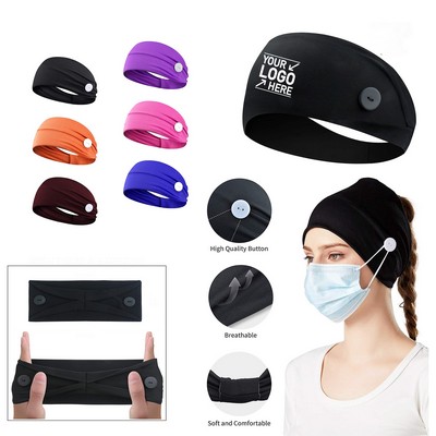 Headband with Buttons for Face Masks and Covers