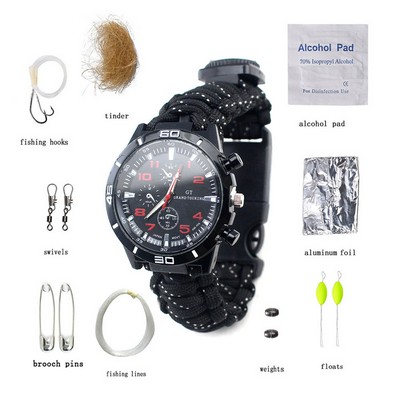 16" 1 Multi Function Fishing Tool Bag Outdoor Paracord Bracelet