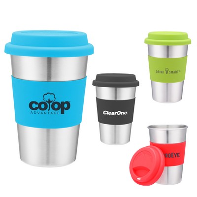 16 Oz. Stainless Steel Cup w/Silicone Grip