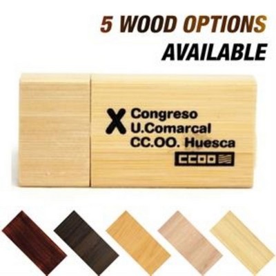 Rectangular Wooden USB Flash Drives with Magnetic Closure - 4GB