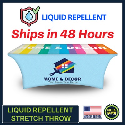 6' x 30"Top x 29"H - (Liquid Repellent) 4 Sided Hemmed Stretch Table Throw - Made in the USA