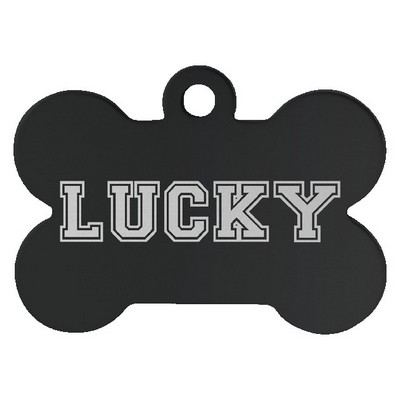 Anodized Aluminum Black Bone Pet Tags, Engraved, 1 1/4" x 3/4"