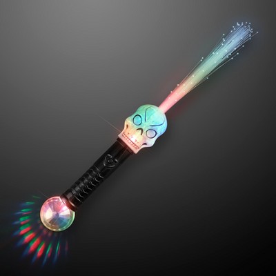 Fiber Optic Light Up Skull Wands 15" - BLANK
