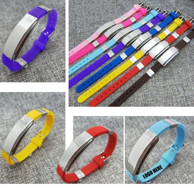 Silicone Bracelet w/Stainless Steel Plate