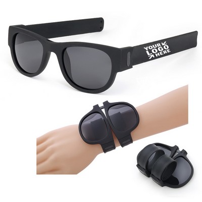 Folding Sunglasses with Slap Bracelet Arms/Temple, POLARIZED LENSES