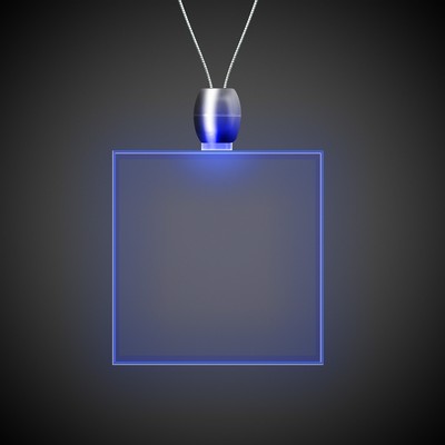 24" Blue Square Light-Up Pendant Necklace(Digi-Printed)