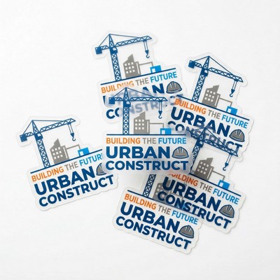 .004 Custom Shape Clear Gloss Vinyl / low tack adh face Decals (4.1 to 7 sq in) Full Color