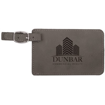 4 1/4" x 2 3/4" Gray Leatherette Luggage Tag