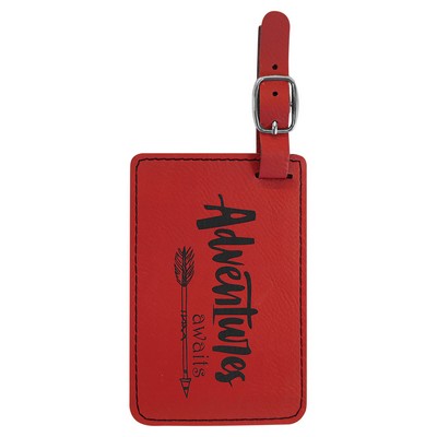 4 1/4" x 2 3/4" Red Leatherette Luggage Tag