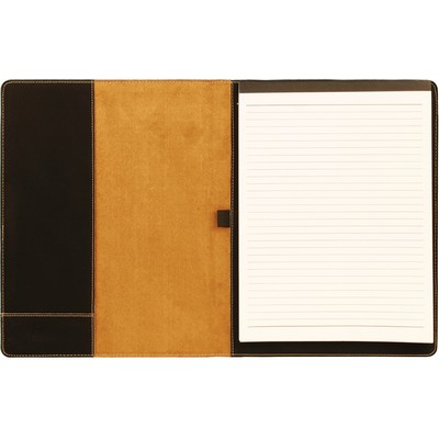 7" x 9" Black/Gold Leatherette Small Portfolio with Notepad