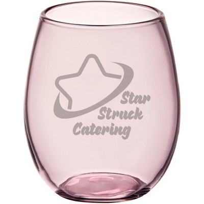 Laser Engraved Pangea 15 oz. Mauve Stemless Wine Glass