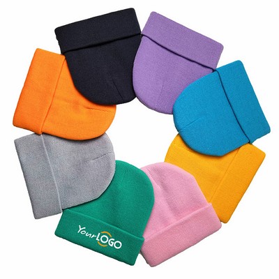 Knit Roll Cuff Beanie Cap