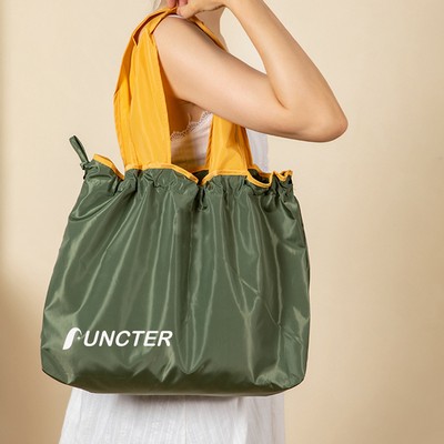 Reusable Folding Polyester Drawing Grocery Tote