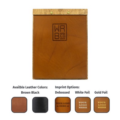 Full-Grain Leather and Wood Restaurant Menu cover- Made in USA