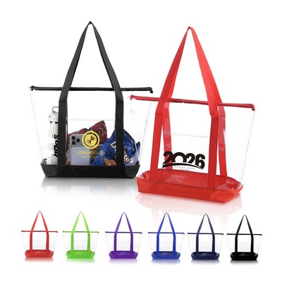 Clear Zippered Tote Bag With Pocket