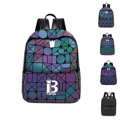 PU Leather Geometric Luminous Backpack