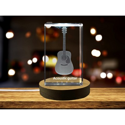 Acoustic Guitar 3D Engraved Crystal Trophy Award