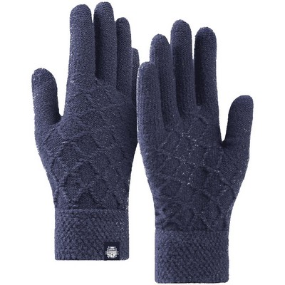 Adult Stretch Diamond Lattice Cable Knit Gloves with