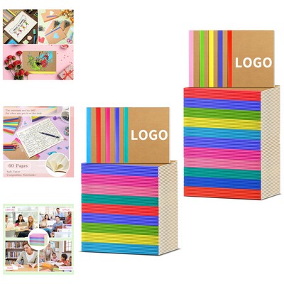 60 Pages 5.8 x 8.3" Soft Cover Composition Ruled Lined A5 Kraft Notebook