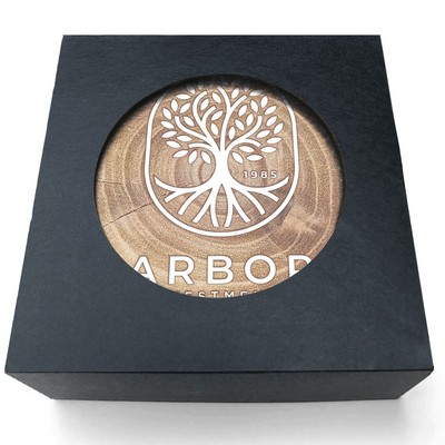 Absorbent Stone Coasters w/Upscale Digital Bkgnds | Round | 4" dia. | Set of 4 | Black Box