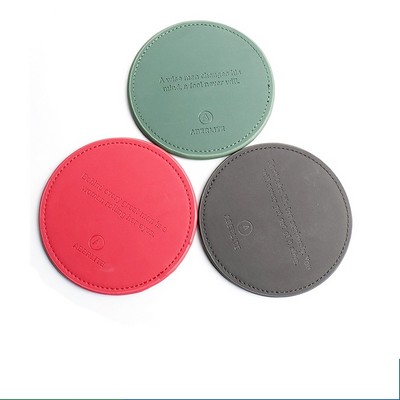 Round PU Leather Beverage Coaster