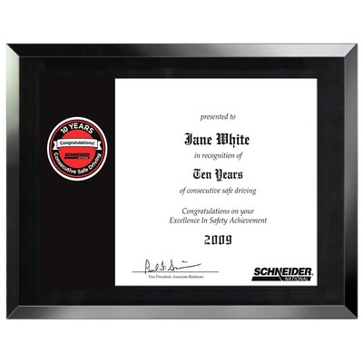 Black Beveled Glass Plaque /11"x14"