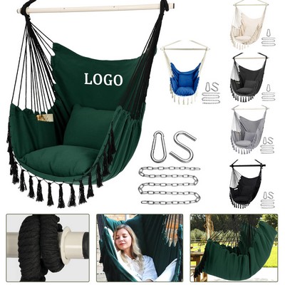 Hammock Chair Hanging Rope Swing w/Cushions