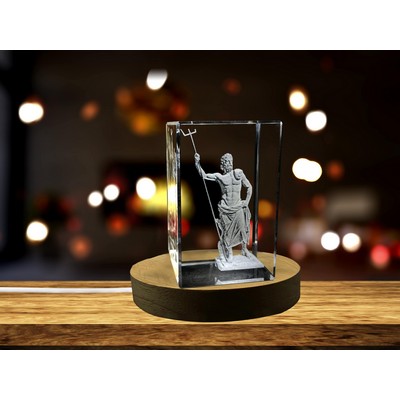 Poseidon 3D Engraved Crystal Trophy Award w/LED Light Base