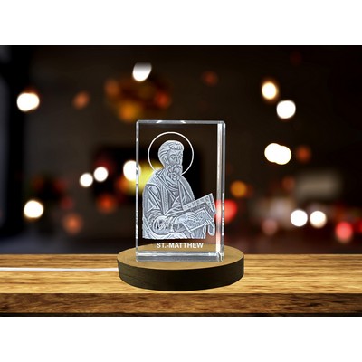 St. Matthew 3D Engraved Crystal Trophy