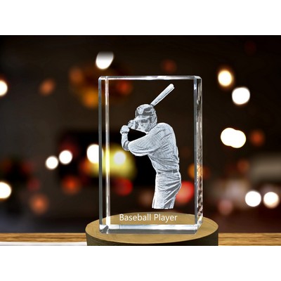 Baseball Player 3D Engraved Crystal Trophy Award - Gift for Sports Lovers