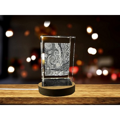 Starry Night 3D Crystal Trophy Award w/LED Base - Van Gogh Decor