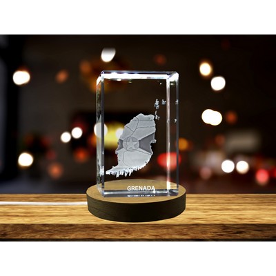 Grenada 3D Engraved Crystal Trophy Award - Illuminated Keepsake