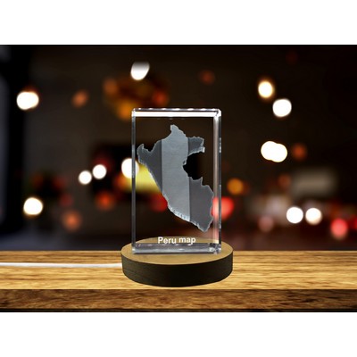 Peru 3D Engraved Crystal Trophy Award - Collectible Keepsake