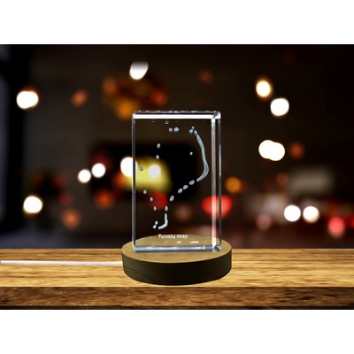 Tuvalu 3D Engraved Crystal Trophy Award w/LED Base