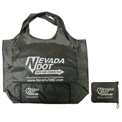 Foldable Grocery Tote Bag W/Zipper Storage Pouch