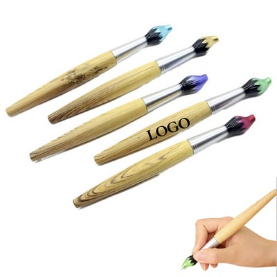 Lifelike Wooden Brushes Shape Spinner Ballpoint Pen