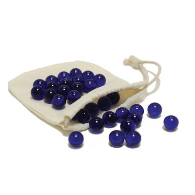 Blue Glass Marbles - Set of 33 - .625 Diameter
