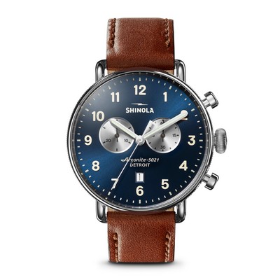 Shinola Men's Canfield Chrono Midnight Dial Dark Cognac Leather Strap Watch