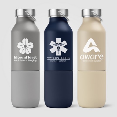 Freya Duo – 2-in-1 20 oz. Double-Wall Recycled Stainless Steel Bottle with 11 oz. Tumbler - Silkscre