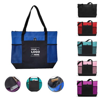 Oxford Business Tote w/Zipper