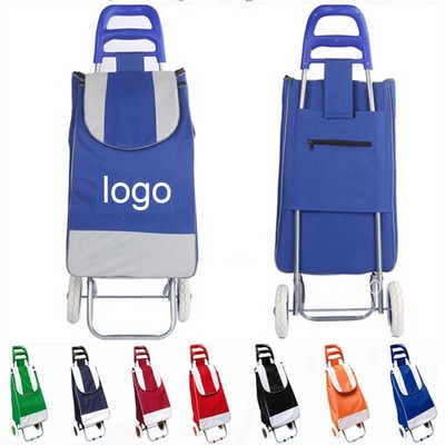 35L Large Capacity Oxford Fabric Foldable Shopping Grocery Cart Bag w/Wheels