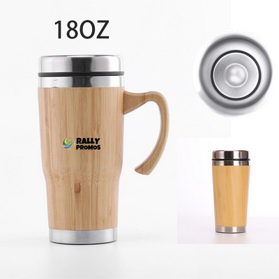 18OZ Stainless Steel Bamboo Shell Handle Coffee Cup