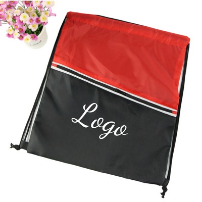 210D Drawstring Backpack With Zipper