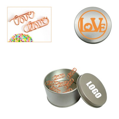 Love Text Paper Clips In Tin Box