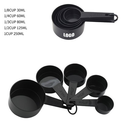5-in-1 Plastic Black Measuring Cup with Volume Markings